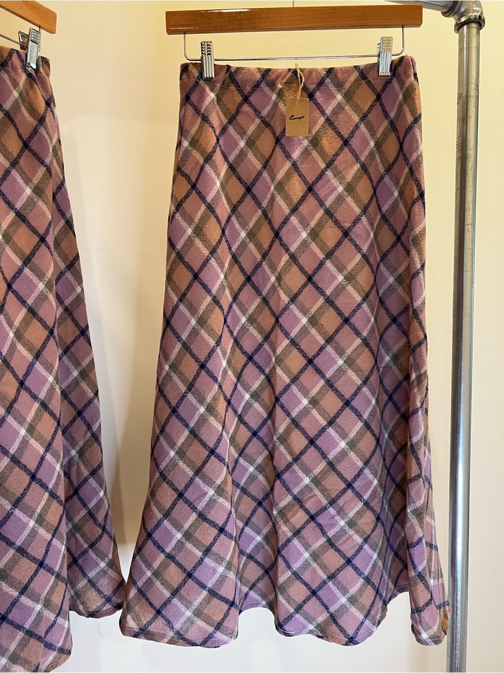 NWT CP Shades Tanya Skirt Wool Maxi Pink Plaid